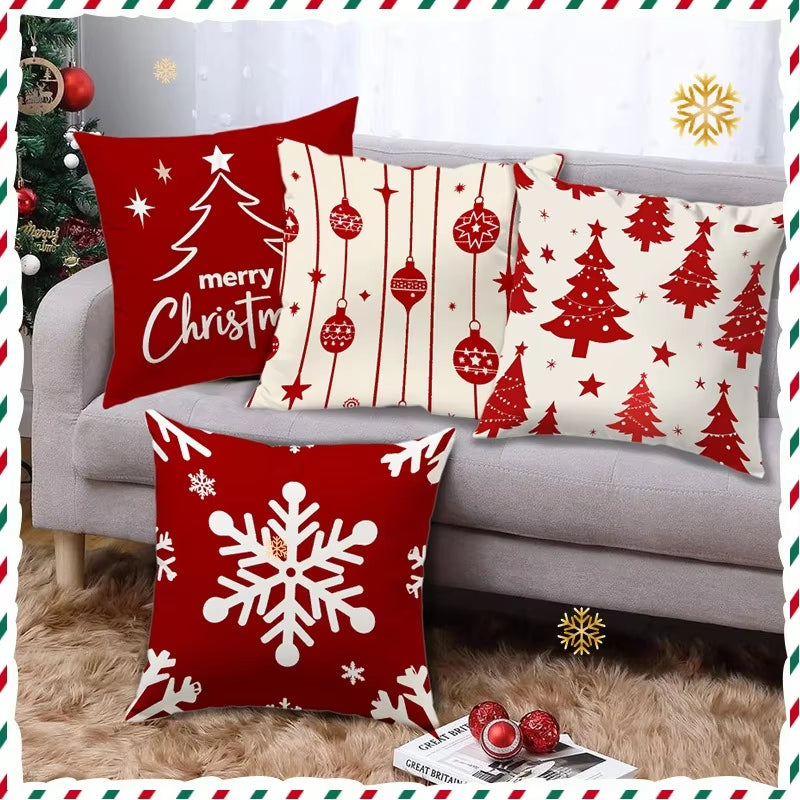 4Pc Set Christmas Cushion Cover 45x45Cm