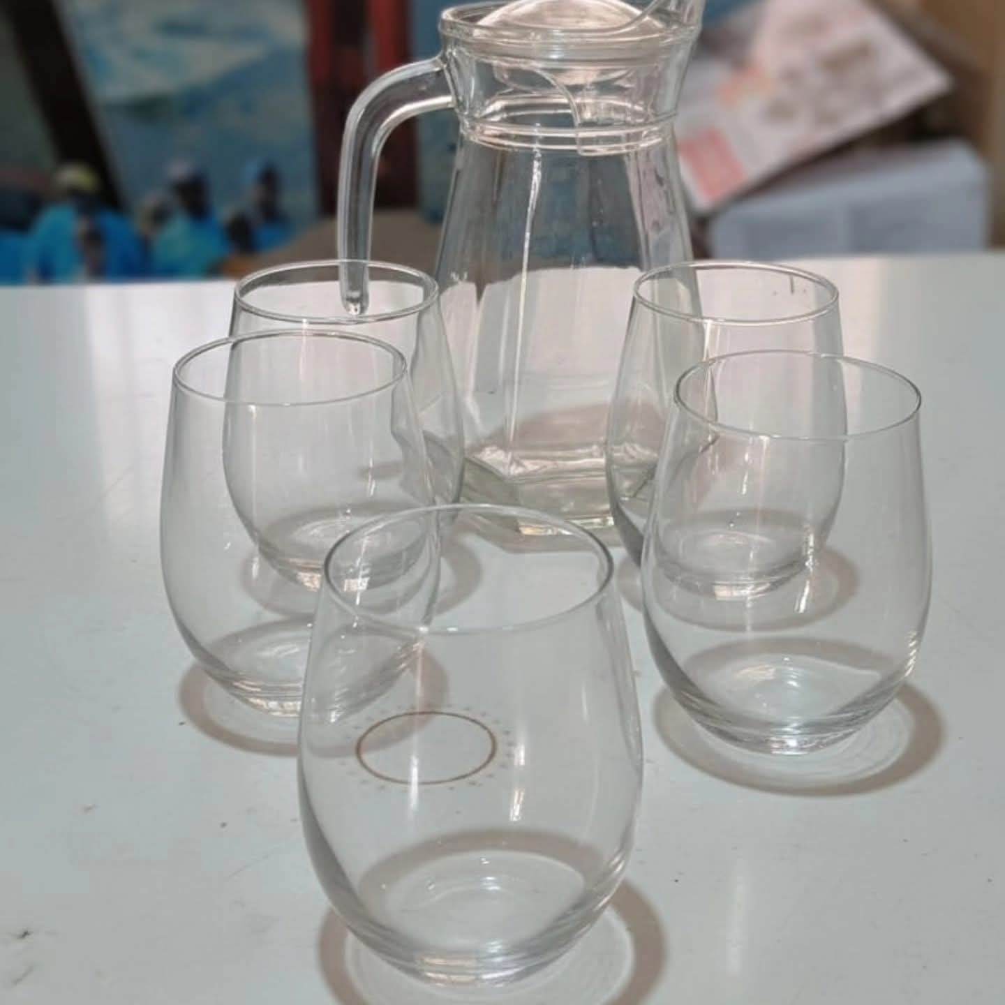 Water  jug +6pc hot water glass