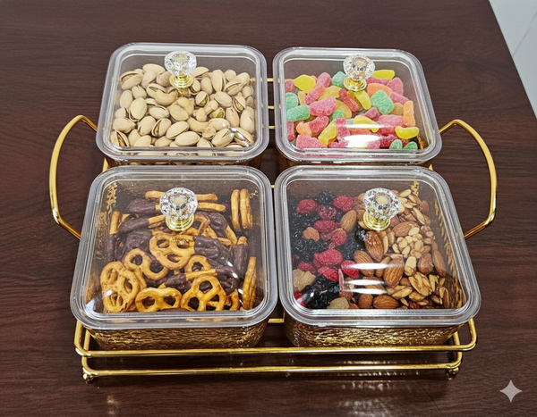 4slot square glass dish set