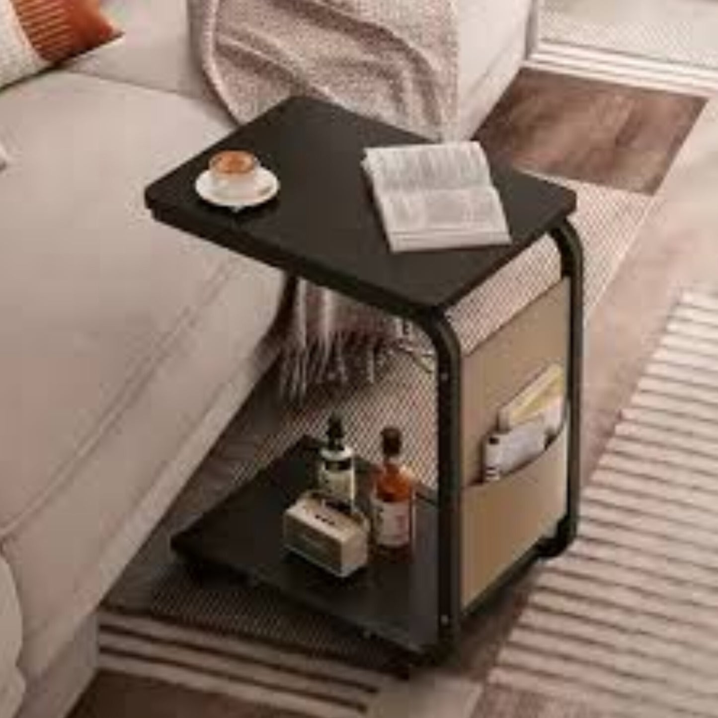 2 Layer trolley with matching insert pocket side stool/table