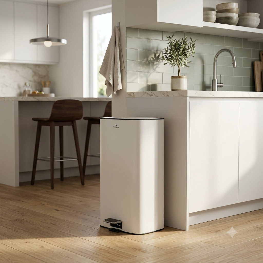 28L SS Soft Close Stainless Cream Pedal Bin with Inner Bin