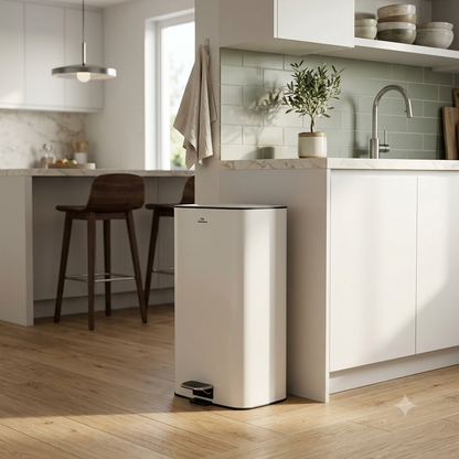 28L SS Soft Close Stainless Cream Pedal Bin with Inner Bin