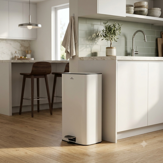 28L SS Soft Close Stainless Cream Pedal Bin with Inner Bin