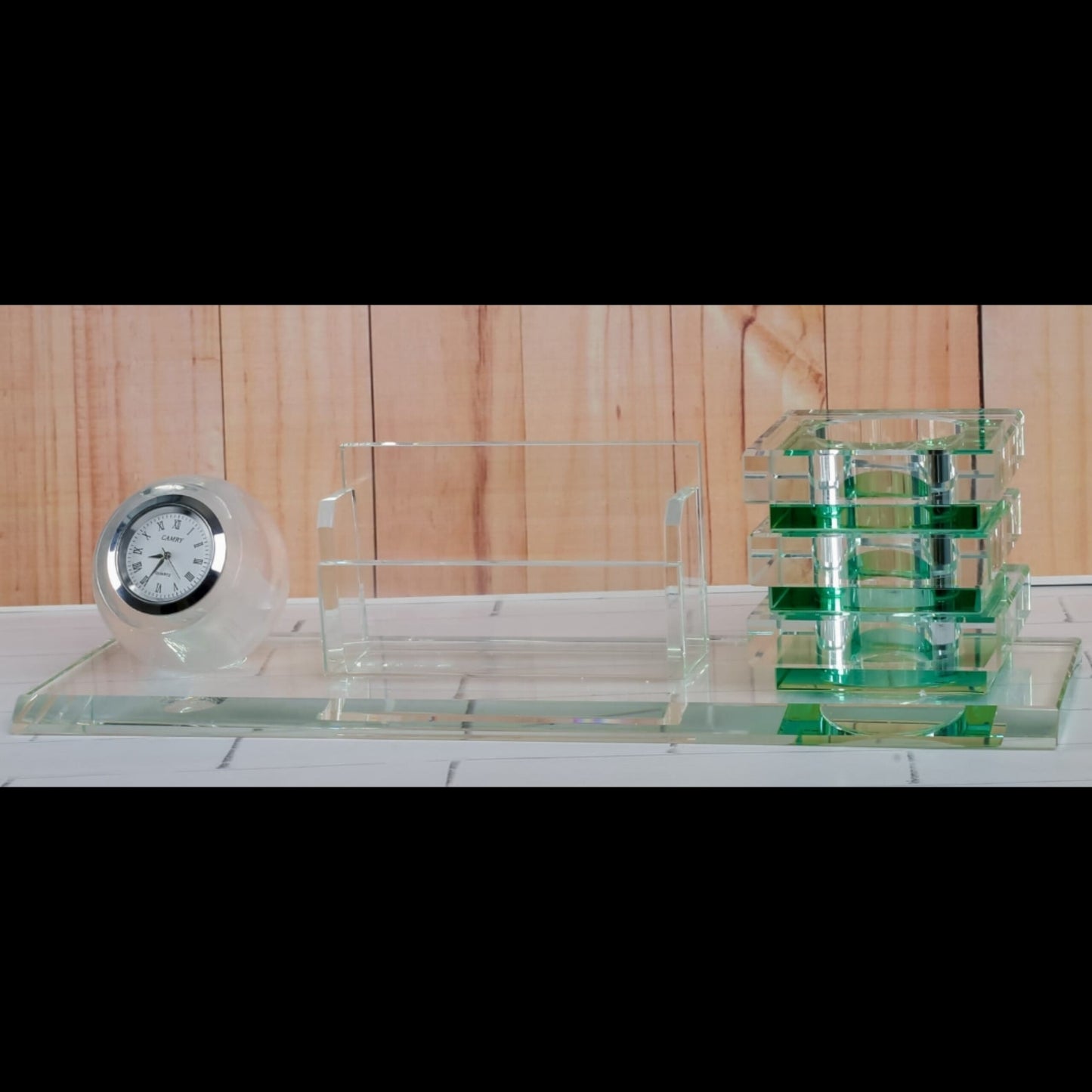 Desktop pen organizer with watch  clock