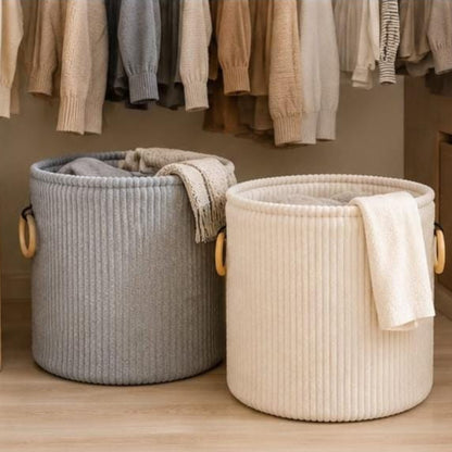 Velvet Corduroy Laundry Basket