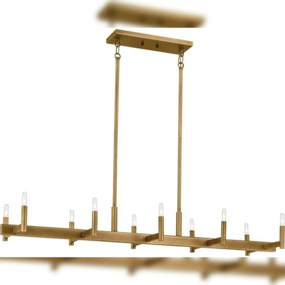 10 Candle Light Linear Island Pendant Light Chandelier With Bulbs