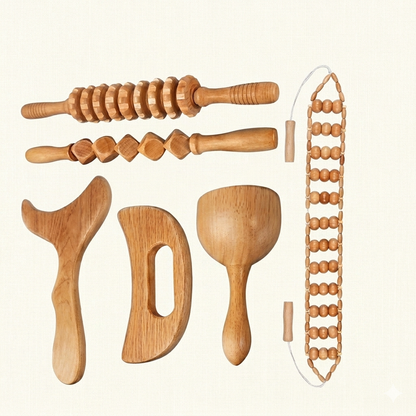 6 in 1 Wooden Massage Sticks Maderotherapy Massage Set