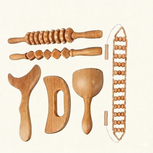 6 in 1 Wooden Massage Sticks Maderotherapy Massage Set