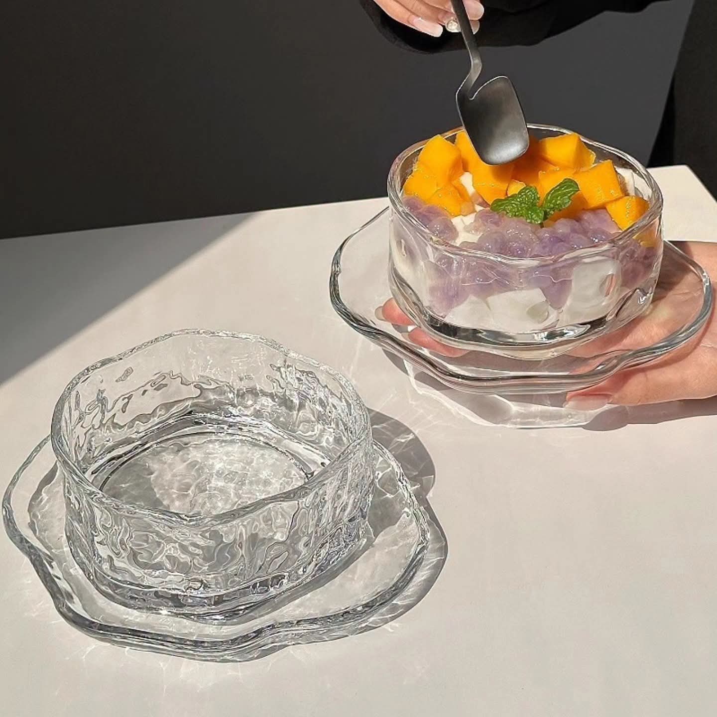 Irregular Bowl And Saucer Dessert Set