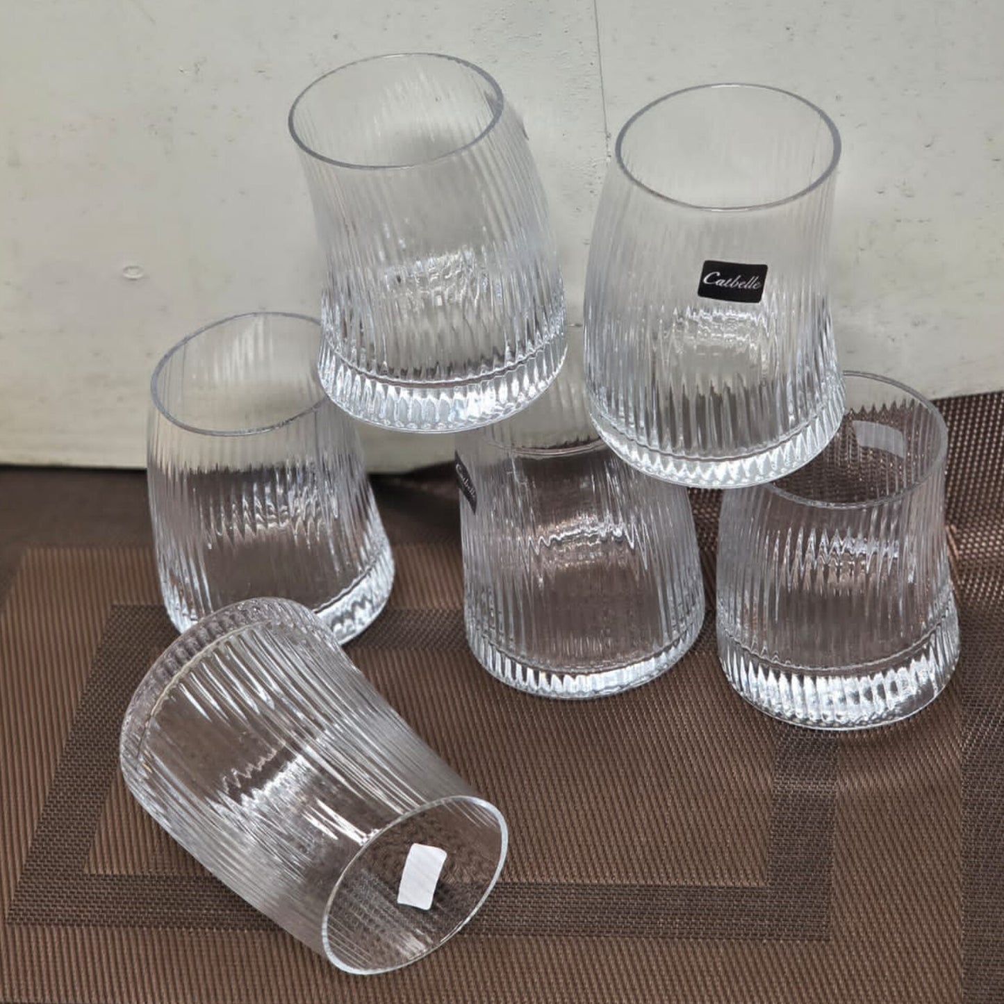 Set of 6 330ml Ribbed Glass