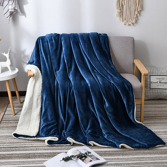 Double layer throw blanket
