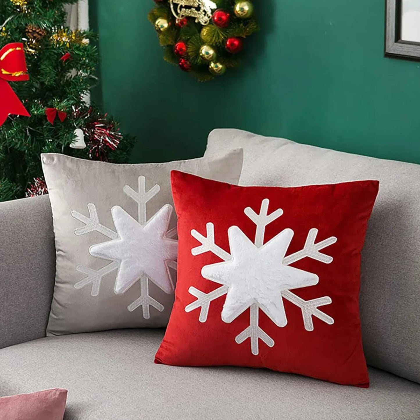 LUXURY VELVET SNOWFLAKE CHRISTMAS PILLOW COVERS