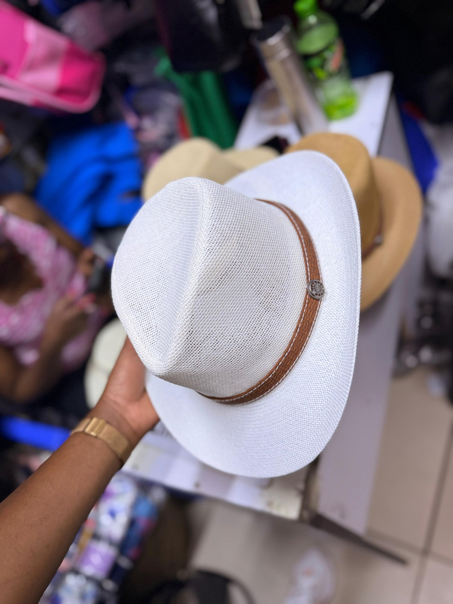 Men's straw boater hat Gha