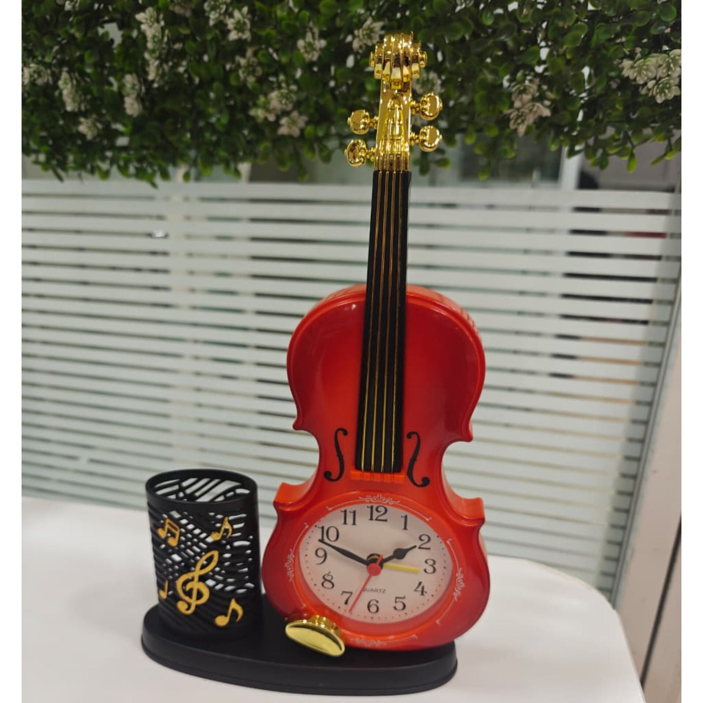 Guitar Violin  Alarm Clock with Stationary Holder Gha