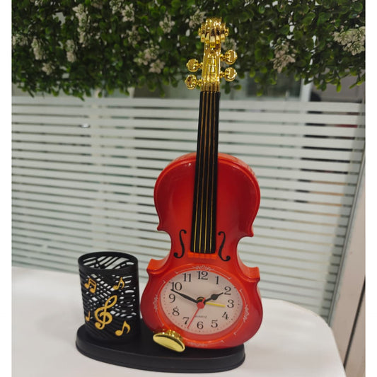 Guitar Violin  Alarm Clock with Stationary Holder Gha