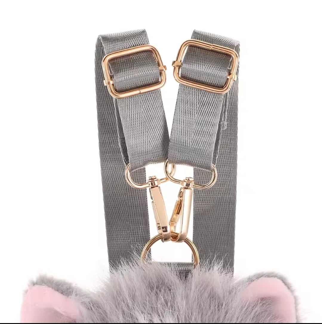 Plush  Cat Shaped  Backpack with Lace and Bow Details
