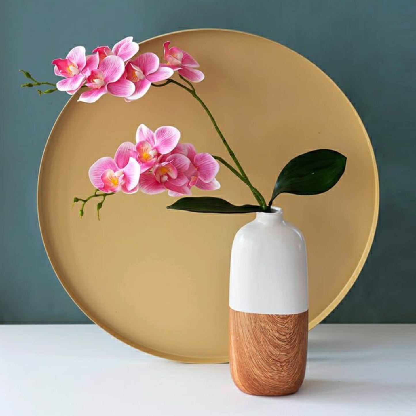 Wood grain ceramic flower vase