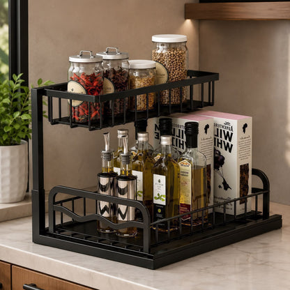 2 Tier Cabinet Spice Rack Organizer