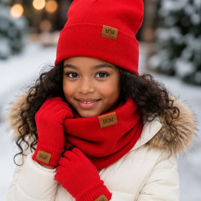 3-Piece Knitted Hat Beanie Scarf and Gloves Set