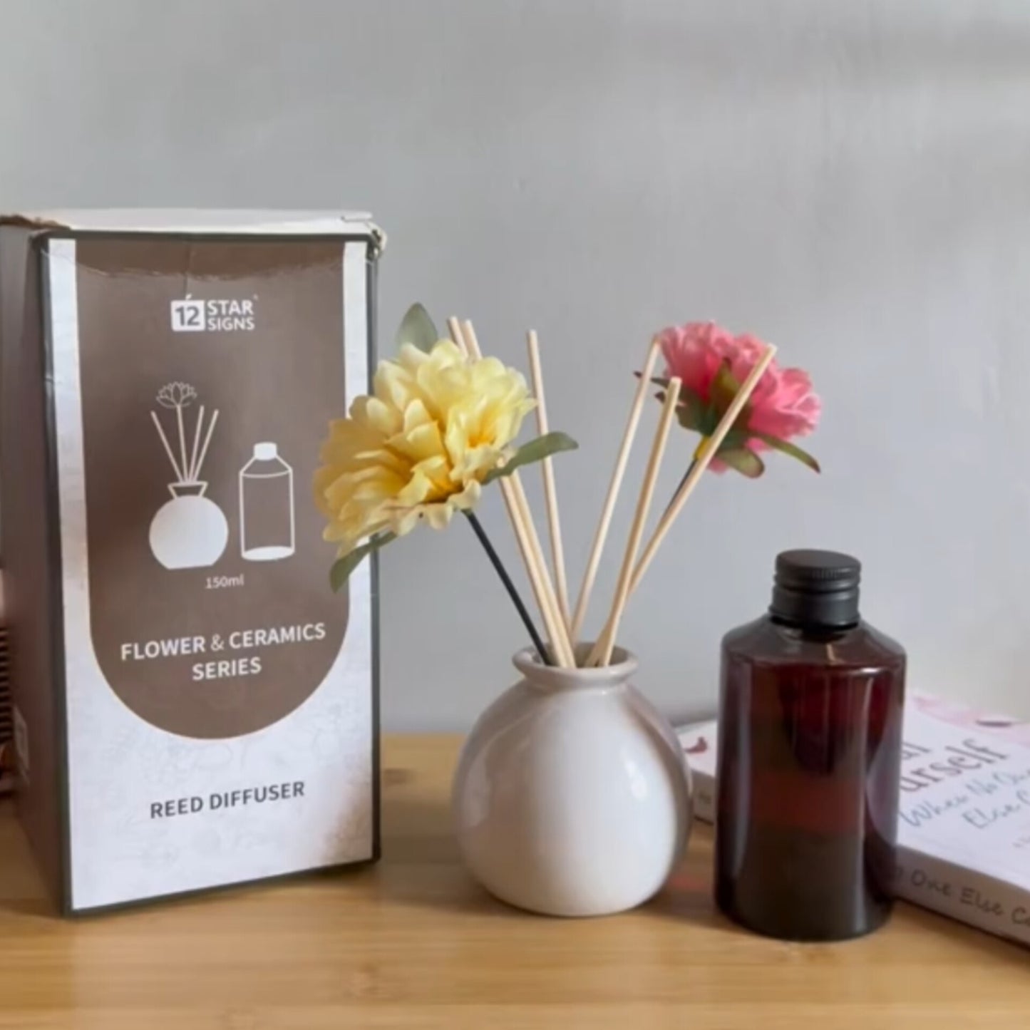 50Ml Reed Diffusers Set with Vase, Home Office Fragrance, Odour Remover