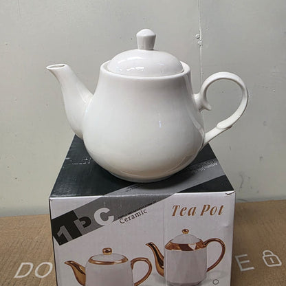 1L White Ceramic Tea Pot