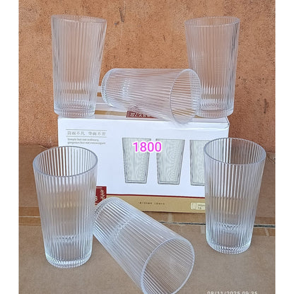 6pc Long Ribbed Glasses