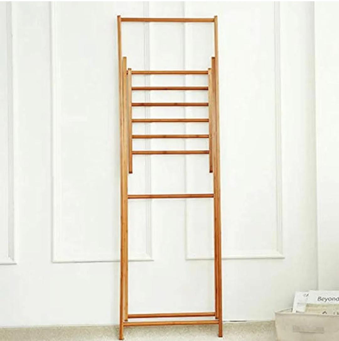 Bamboo clothes hanging rack