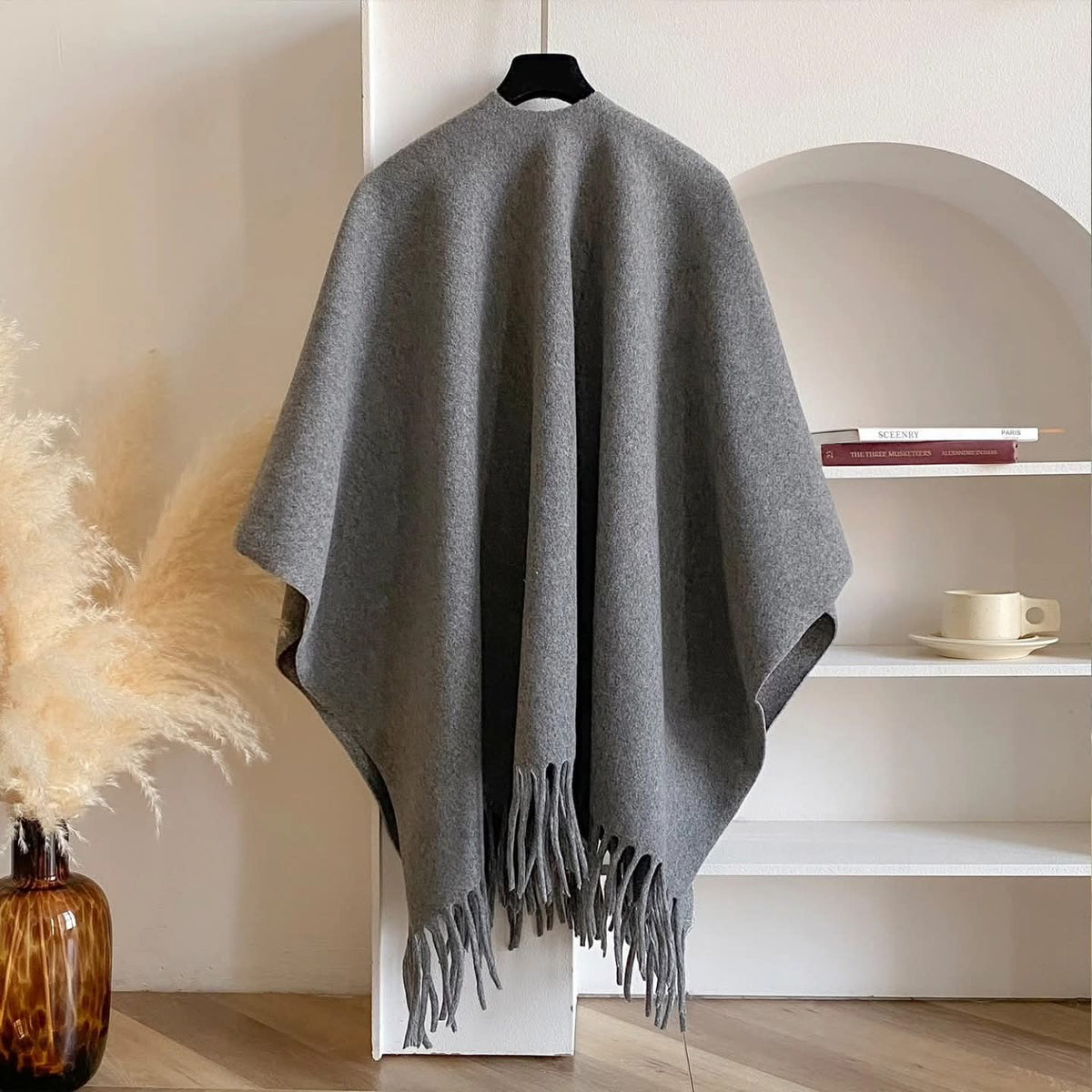 Double Sided Women Poncho Shawl