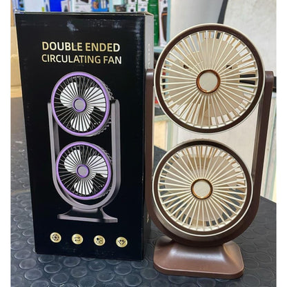 Hurricane rechargeable 360 dual head desktop fan USB charging cooling fan