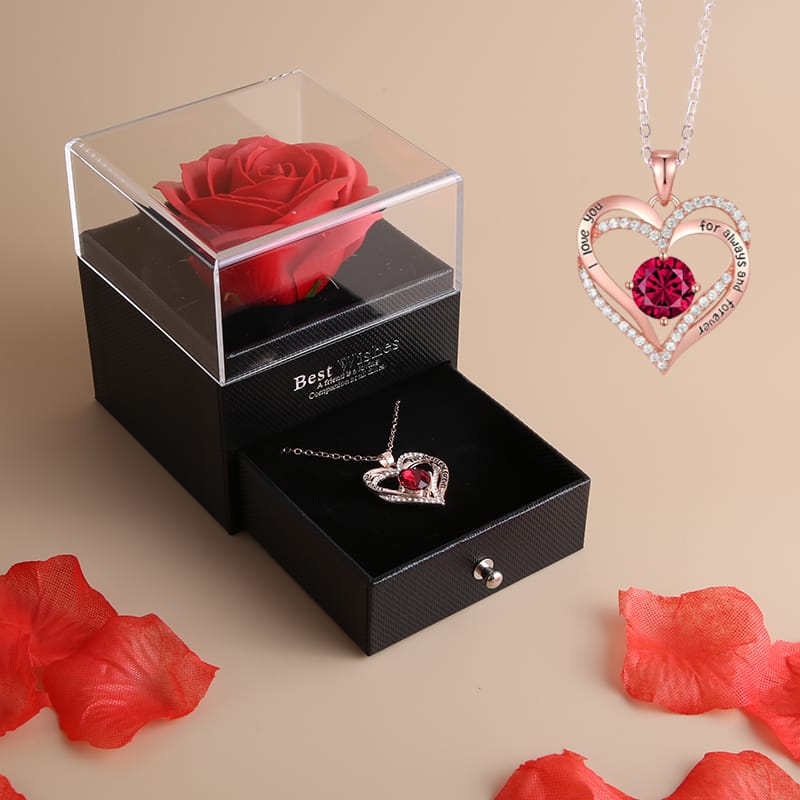 Red Rose Necklace with Gift Box
