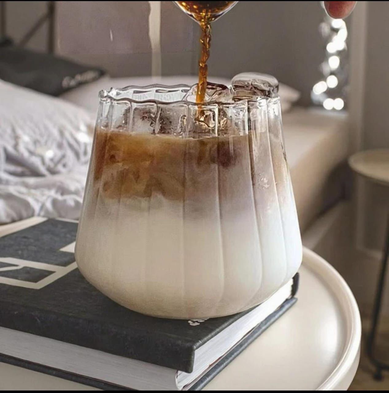 6Pc Borosilicate Ribbed  Latte Coffee/Whiskey/Water/Juice Glasses