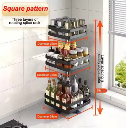 Rotating spice jar glass organizer