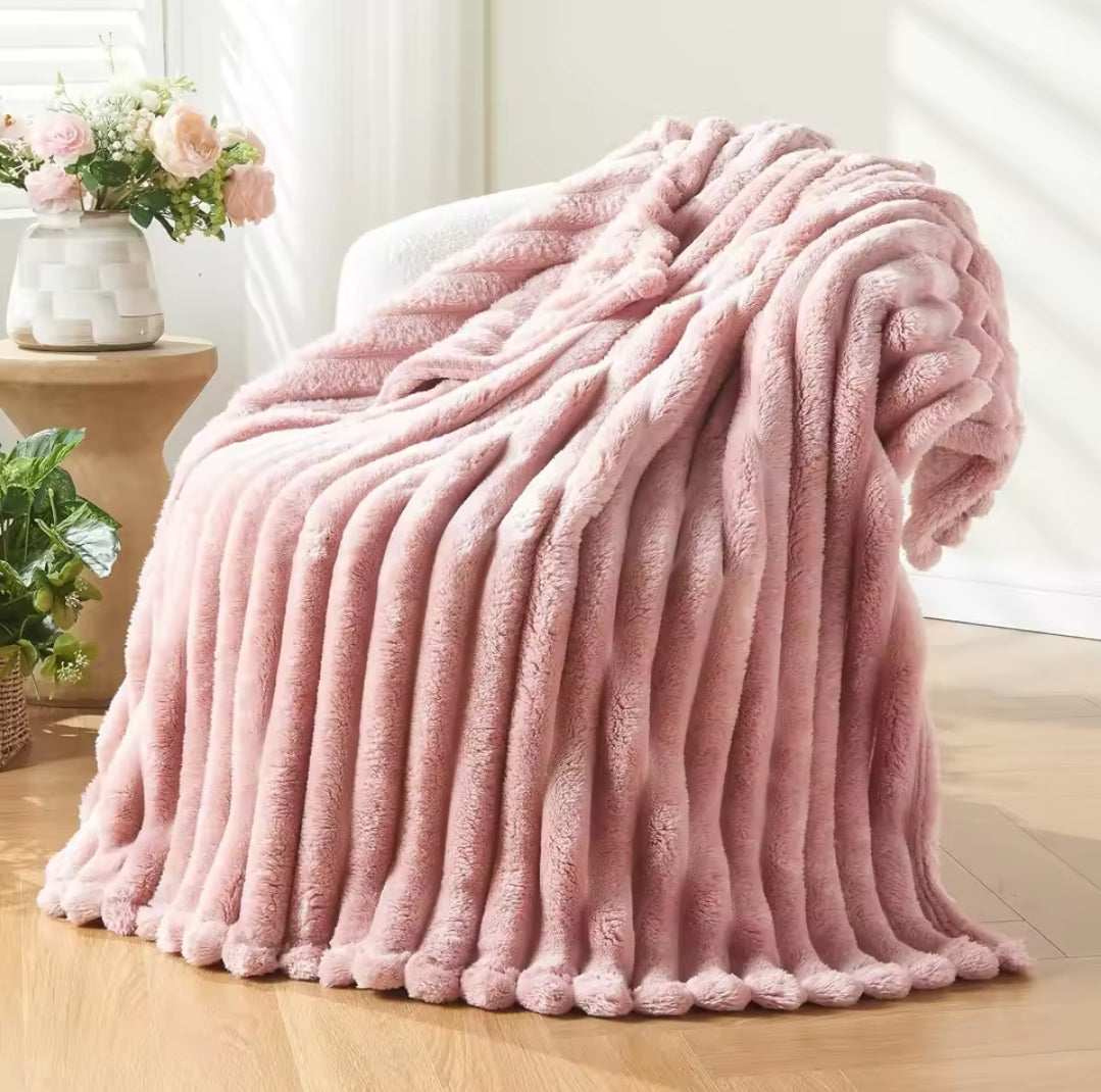 Soft plain winter throw blanket