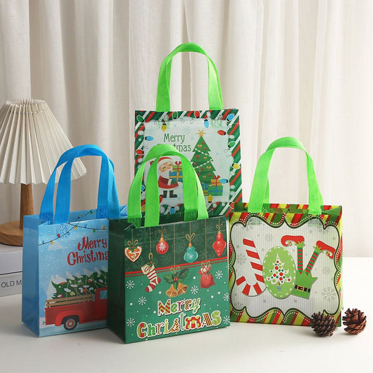 4Pcs Christmas Gift Bags Kraft Paper