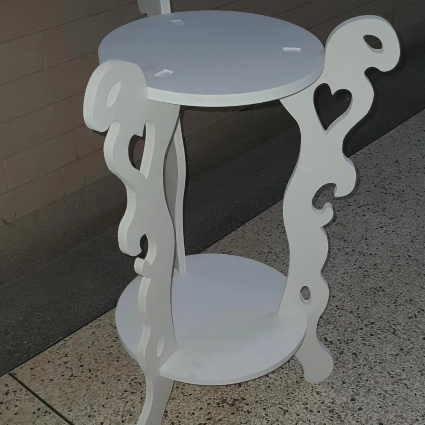 3 legged 2 layer white decor table