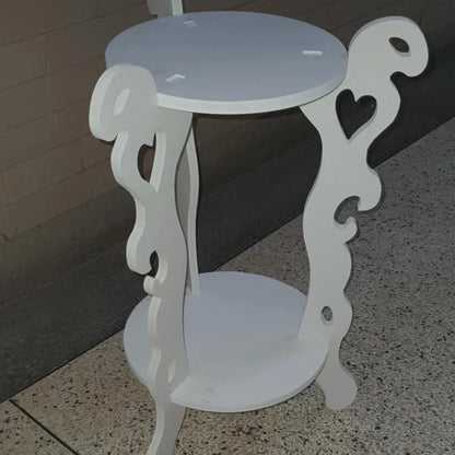 3 legged 2 layer white decor table