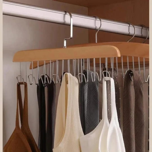 Wooden hangers with hooks