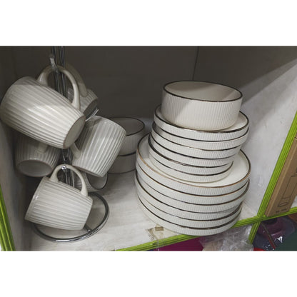 24pc Ribbed dinner set