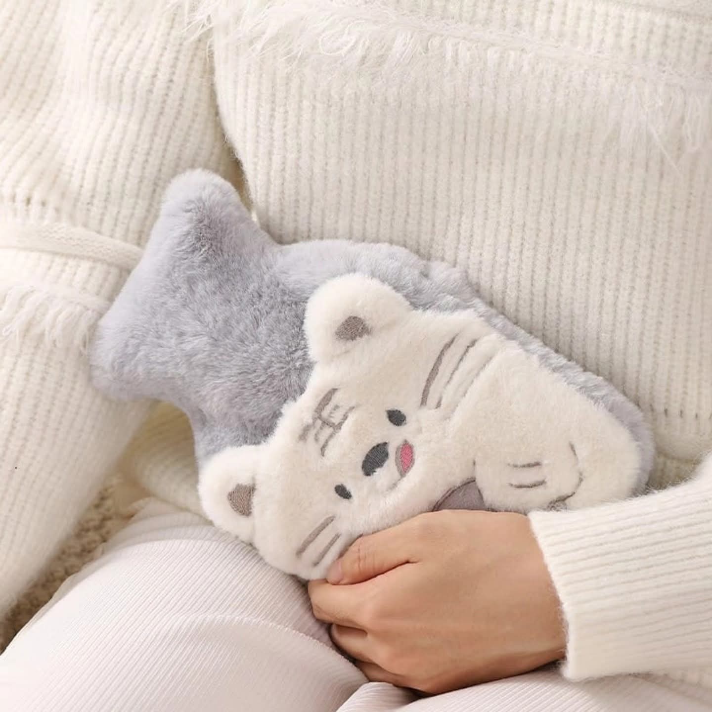 Mini plush hot water bottle