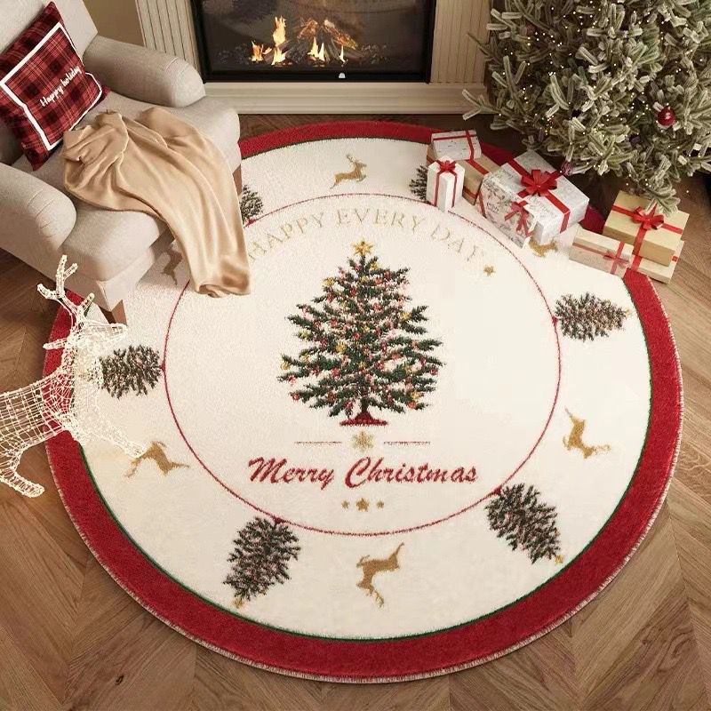 Anti-Slip circular Christmas carpet