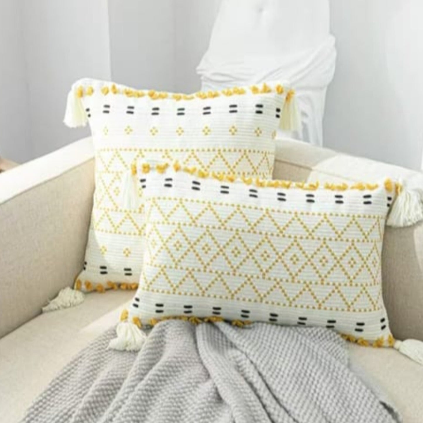 Bohemian Tufted Geometric Throw Pillow Covers
