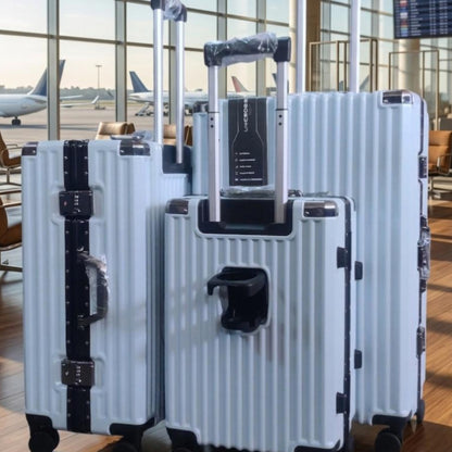 3PC Set Unicross Aluminium Zipless Suitcase With Cup Holder |Size 30