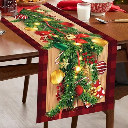 33*183Cm Christmas Table Runner with 5 Table Mats Set