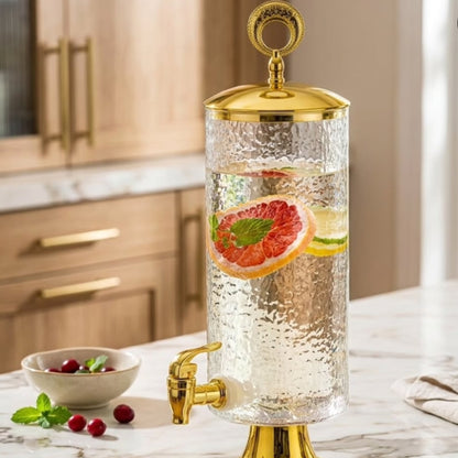 Glass Beverage Dispenser with Gold Accents