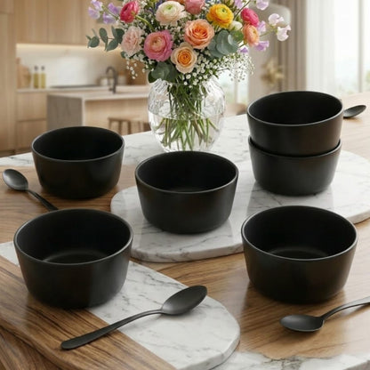 Set 6pcs Black Crockery Soup