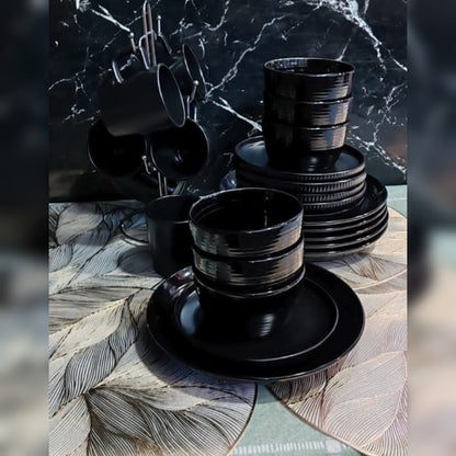 24pc Black dinner set