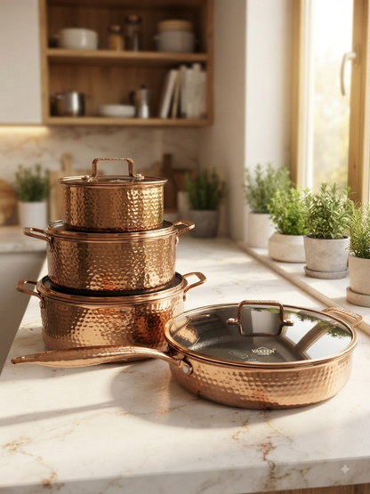 8Pc Copper Stainless Cookware Set 