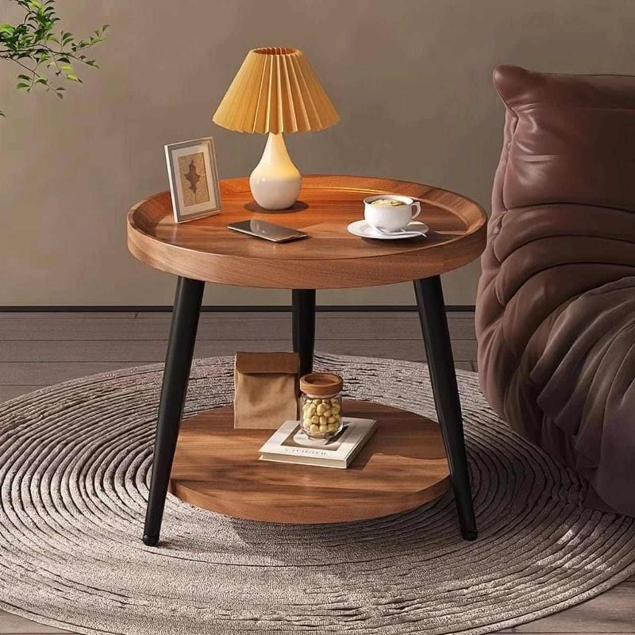 2 Layer Wooden Side Table Coffee Stool
