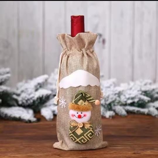 2Pc Festive Christmas Bottle Gift Bags