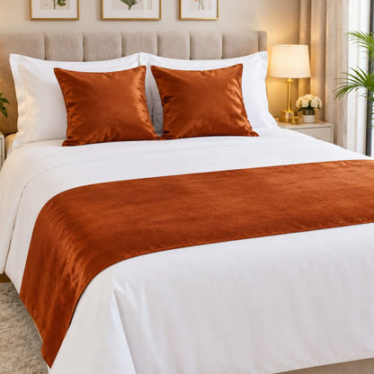 Linen Bed Runner with Matching Throw Pillow Covers